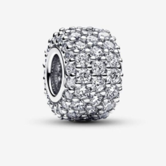 Pandora Jewelry - Authentic PANDORA Sparkling PAVE TRIPLE ROW Charm 925 Sterling Silver 792820C01